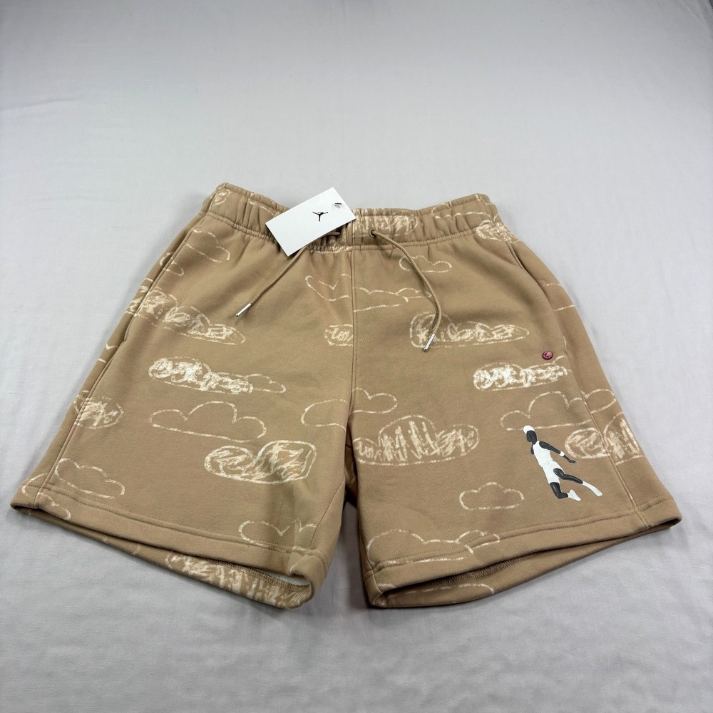 Air Jordan Sweat Shorts Mens Medium Brown Artist Series Lounge Stretch NEW